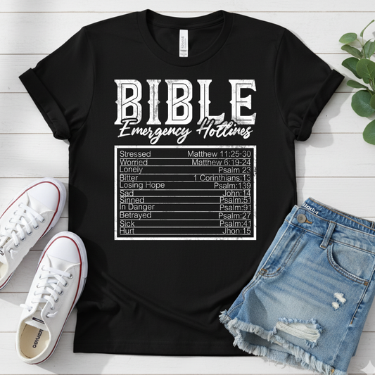 BIBLE EMERGENCY HOTLINES T-SHIRT