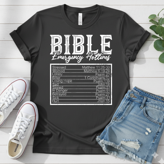 BIBLE EMERGENCY HOTLINES T-SHIRT