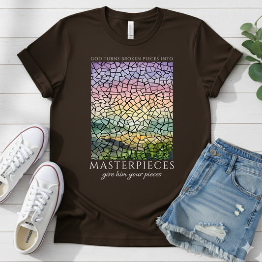 GOD TURS BROKEN PIECES INTO MASTERPIECES T-SHIRT