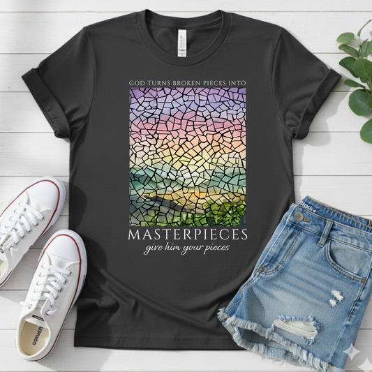 GOD TURS BROKEN PIECES INTO MASTERPIECES T-SHIRT