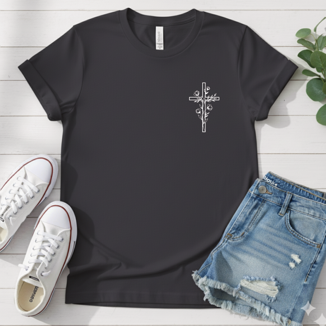 FLORAL CROSS T-SHIRT