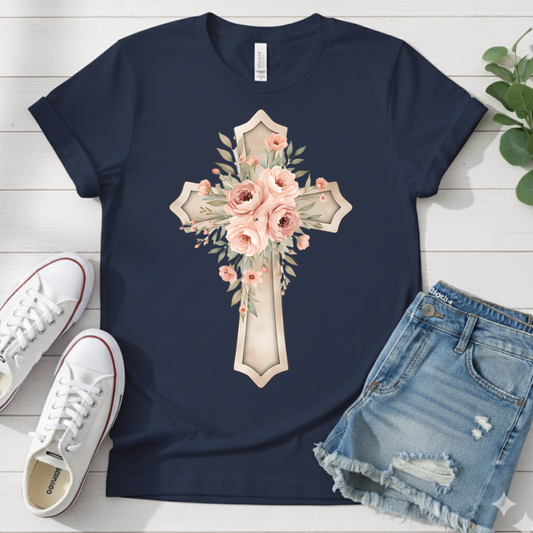 FLORAL CROSS T-SHIRT