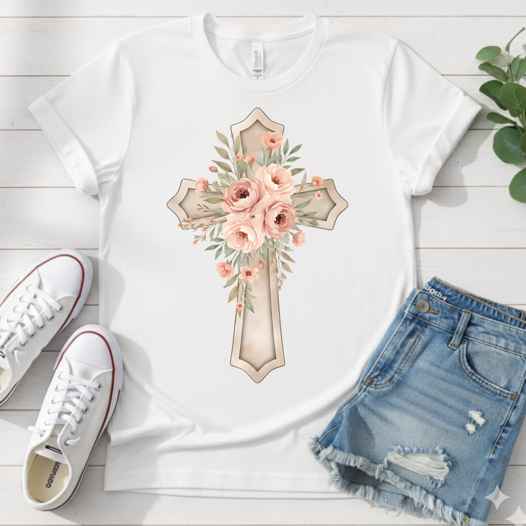 FLORAL CROSS T-SHIRT