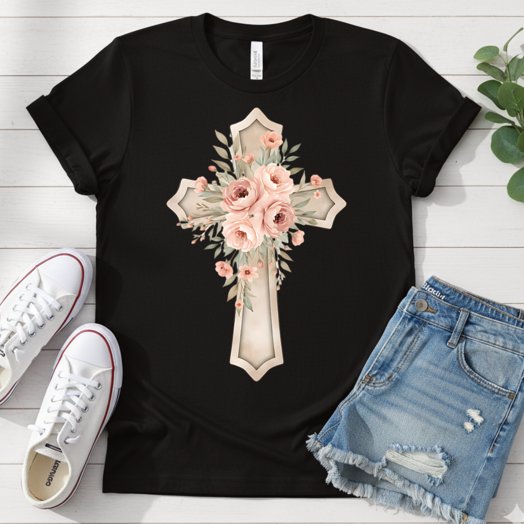 FLORAL CROSS T-SHIRT