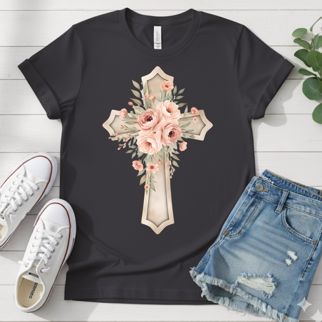FLORAL CROSS T-SHIRT