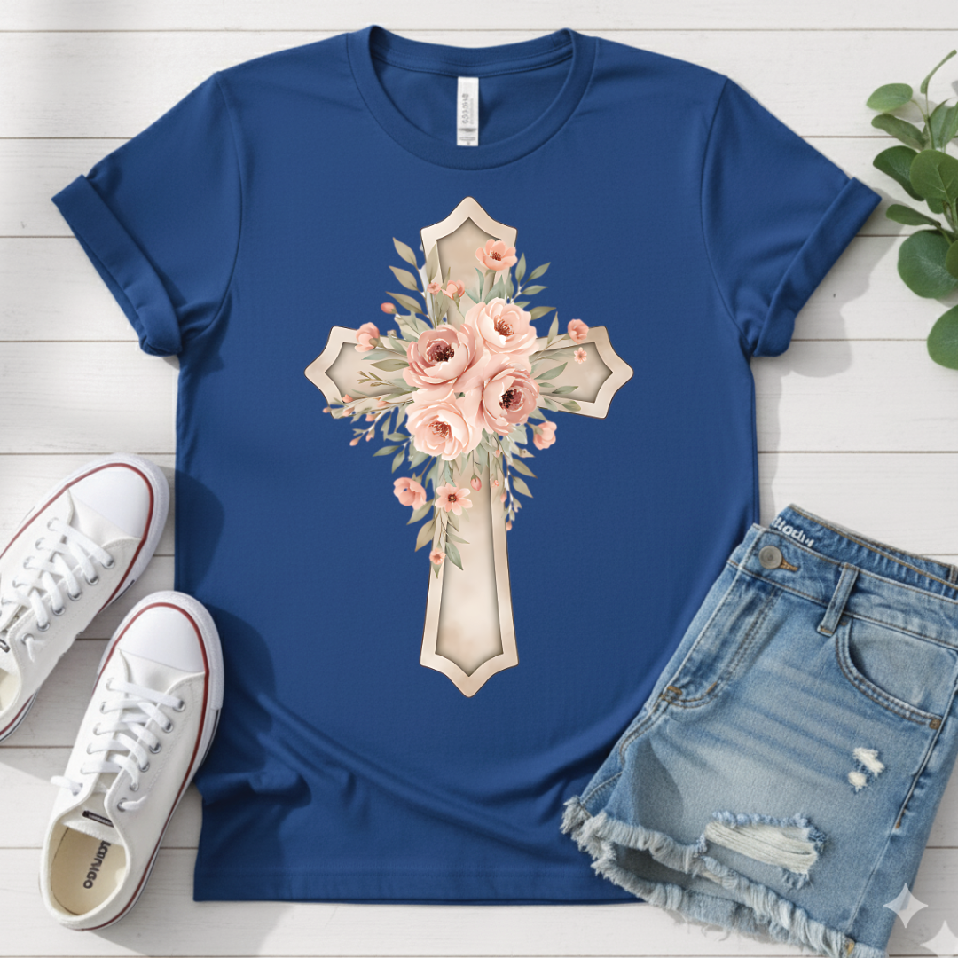 FLORAL CROSS T-SHIRT