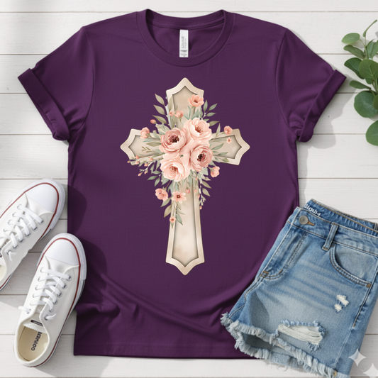 FLORAL CROSS T-SHIRT