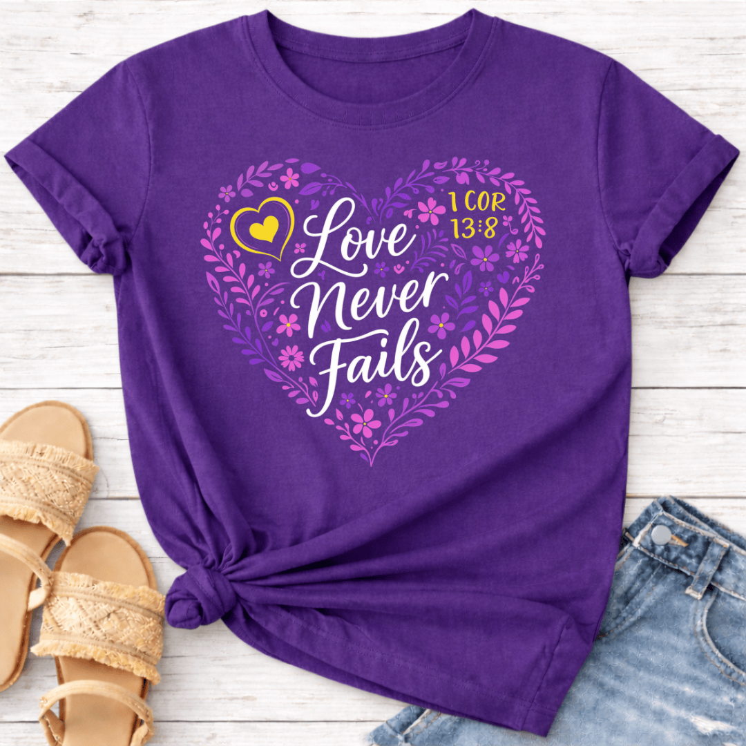 LOVE NEVER FAILS T-SHIRT