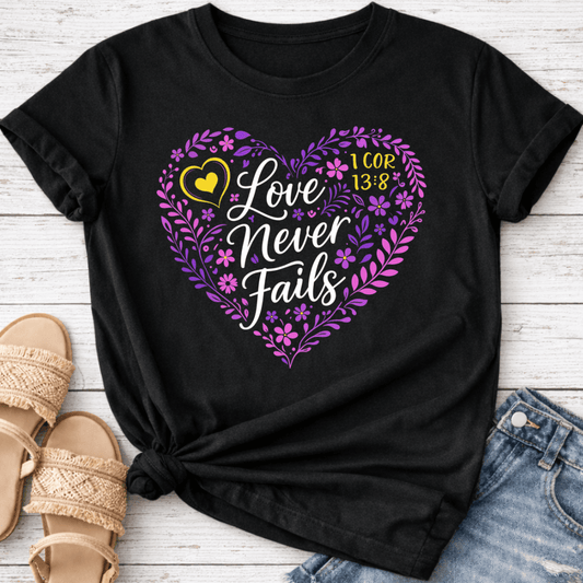 LOVE NEVER FAILS T-SHIRT