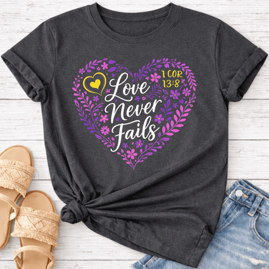 LOVE NEVER FAILS T-SHIRT