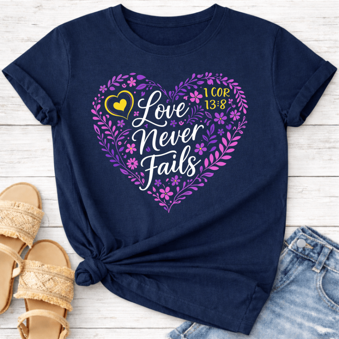 LOVE NEVER FAILS T-SHIRT