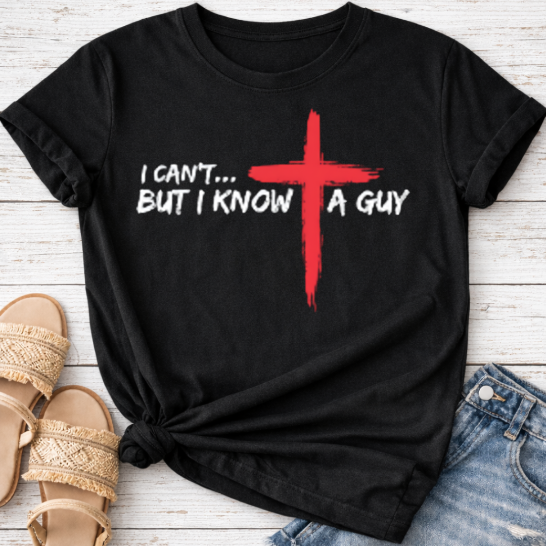 I CAN'T BUT I KNOW A GUY T-SHIRT