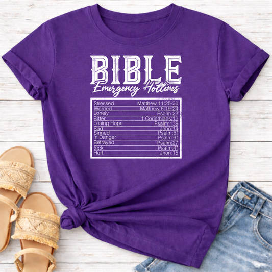 BIBLE EMERGENCY HOTLINES T-SHIRT