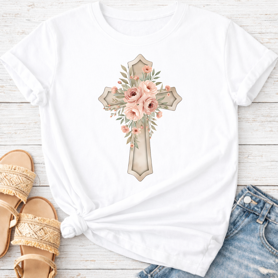 FLORAL CROSS T-SHIRT