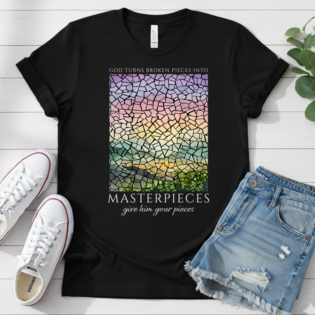 GOD TURS BROKEN PIECES INTO MASTERPIECES T-SHIRT